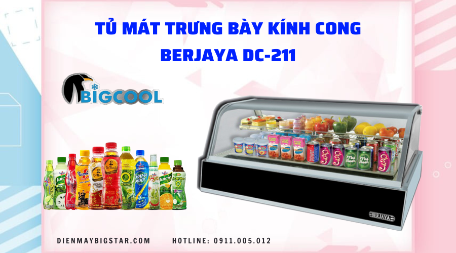 Tủ mát trưng bày kính cong Berjaya DC-211