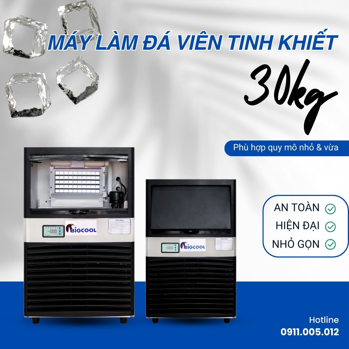Máy làm đá viên tinh khiết 30kg 5 máy làm đá viên tinh khiết 30kg