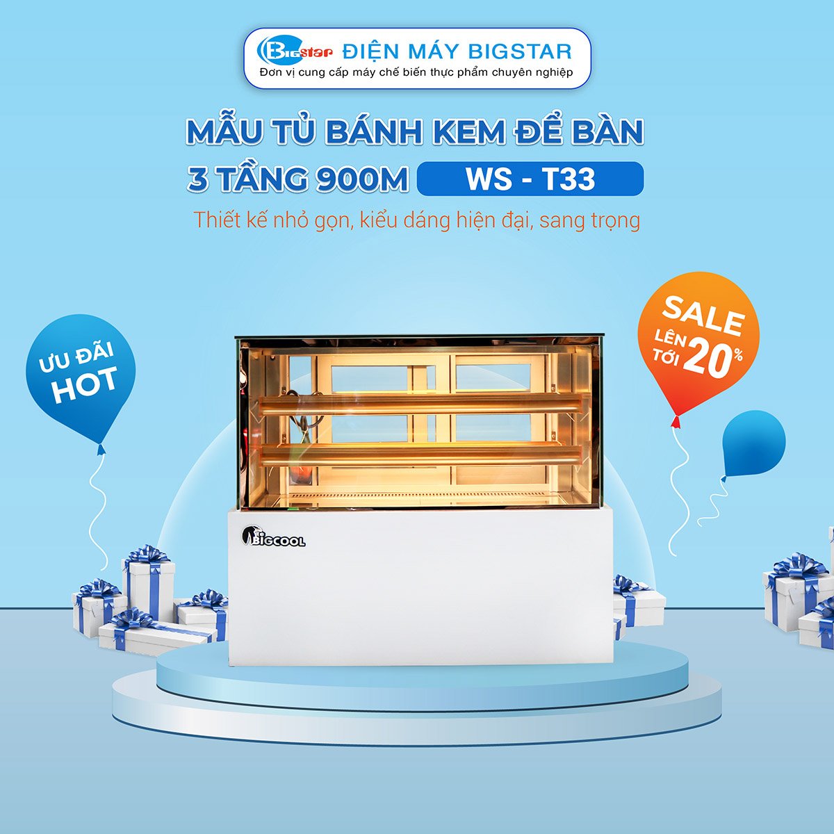 tu trung bay banh 3 tang de ban ws t33 900mm r 8