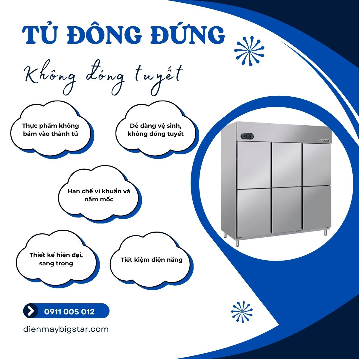 Tủ đông đứng không đóng tuyết