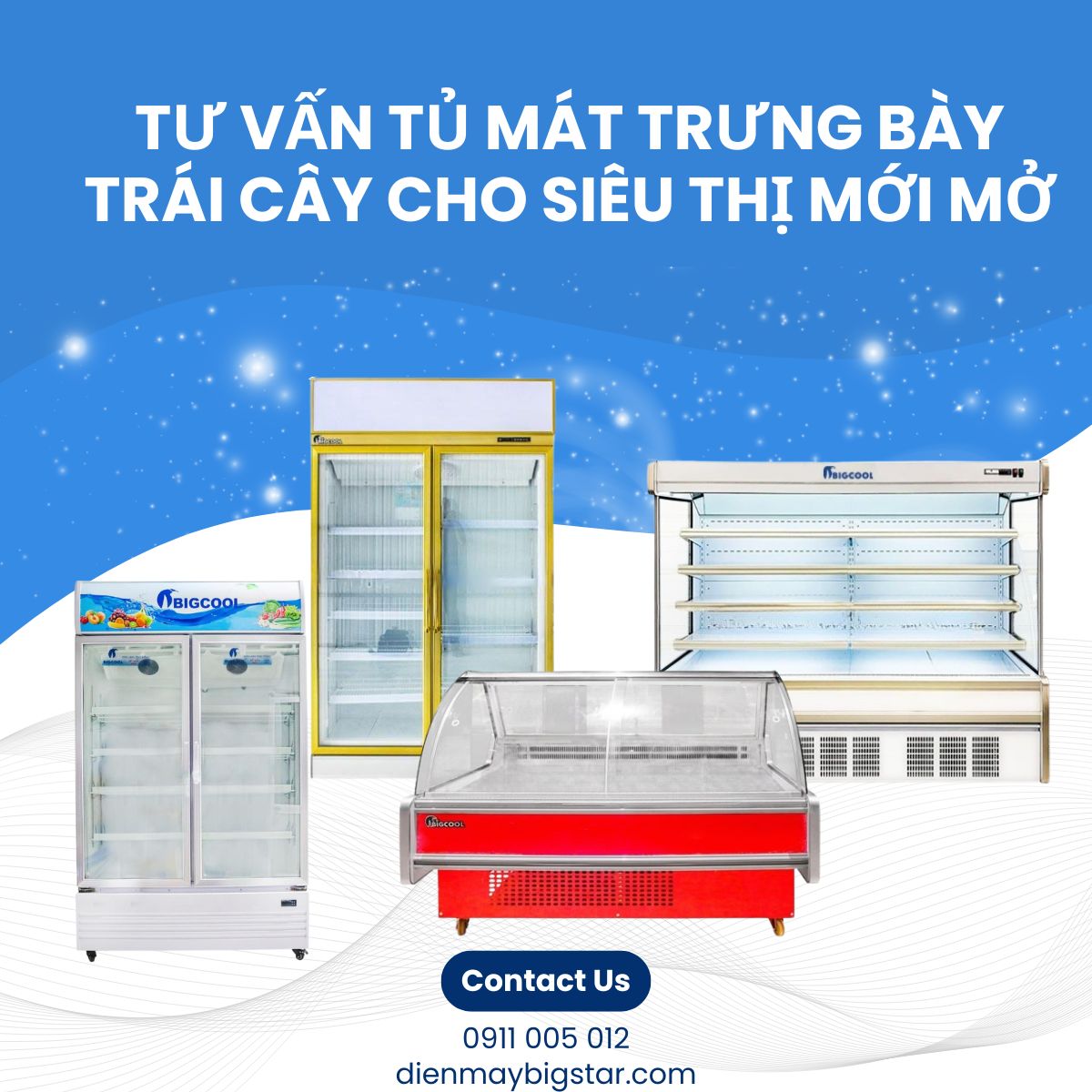 Tủ mát trưng bày trái cây cho siêu thị mới mở